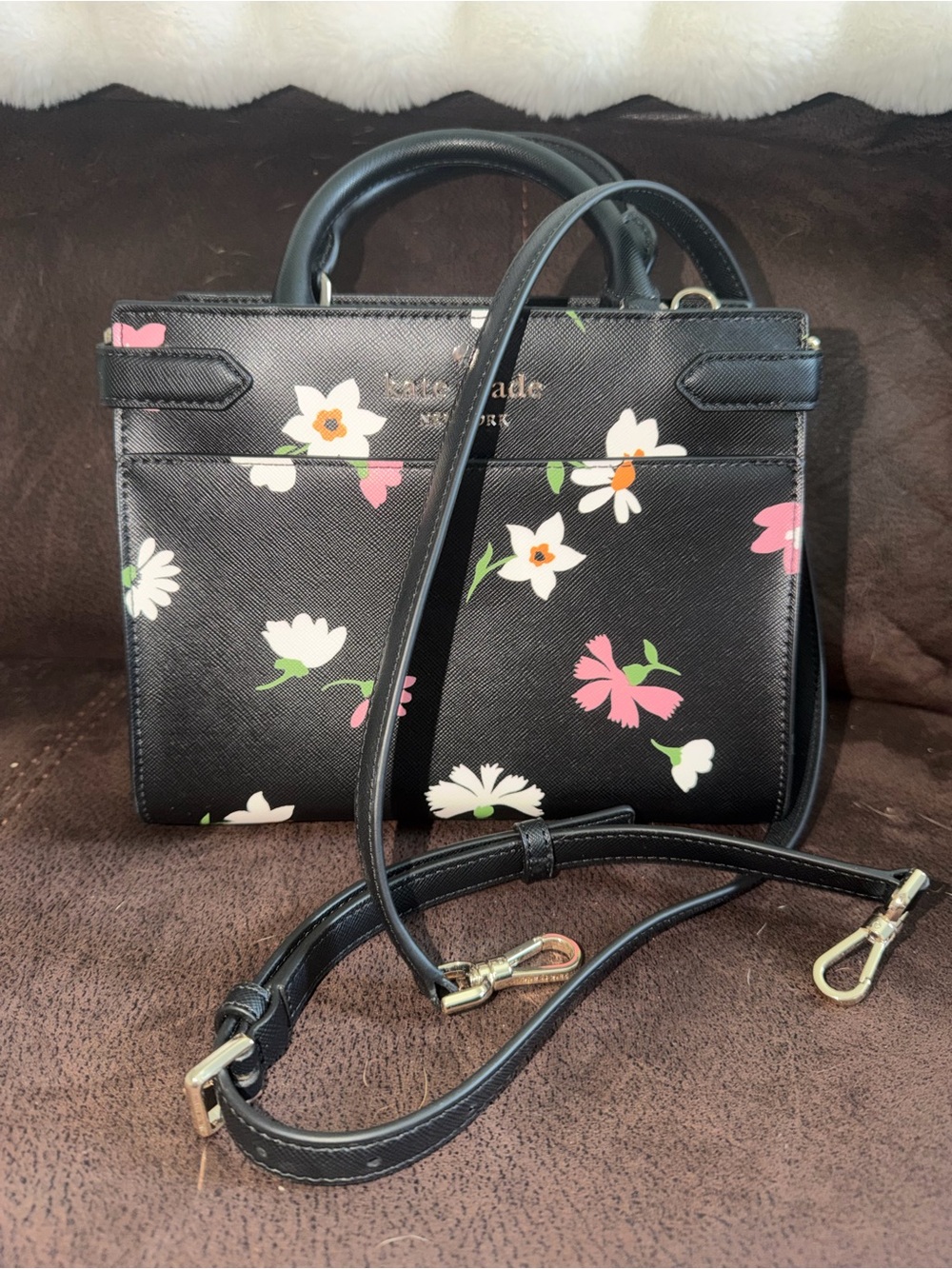 Kate Spade Staci Small Floral Waltz Satchel Black Multi